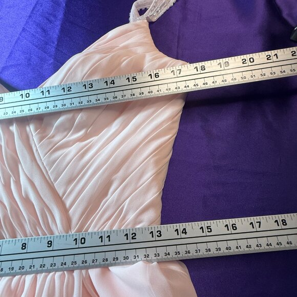 📌Blushing Pink Beaded Straps Pleated Chiffon A-Line Bridesmaid - Prom Dress - Picture 13 of 15
